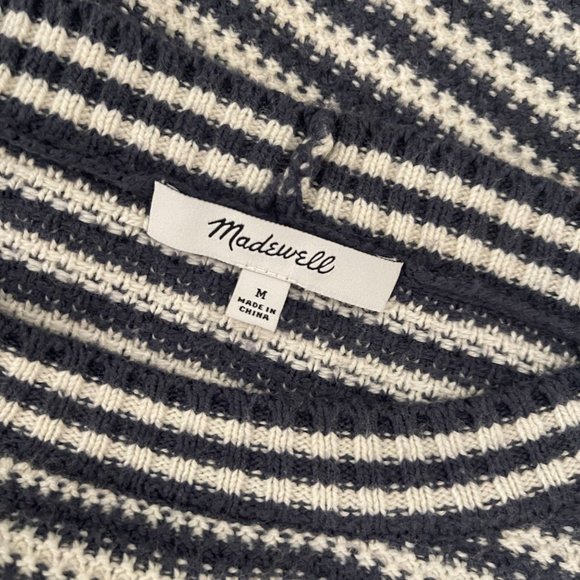 Madewell Seagrove Pullover Sweater Extra Small Navy and Natural Stripe Cotton - Picture 4 of 4